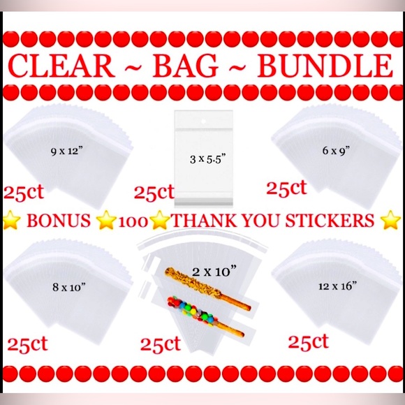 Clear Bags 150 Assorted Bags 🌿🆕🌿W/Bonus 💯 Stickers Included - Picture 1 of 16